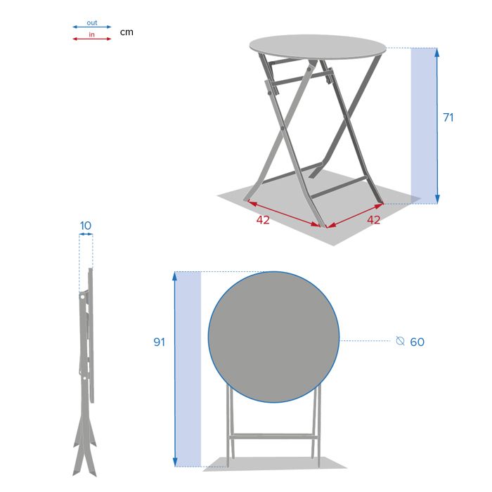 Table de jardin pliante ronde "Greensboro" vert olive 2 places en acier traité époxy - Hespéride