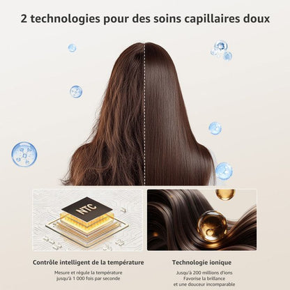 Brosse Soufflante Multifonction à haute vitesse 7 en 1 1400W | Ionique & NTC | Lisseur & Boucleur Auto | 12 Modes | Or Champagne