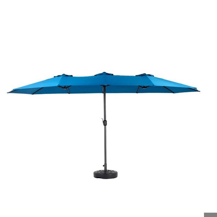 Parasol d'extérieur - LANGTU - 14,8 pieds - Rectangulaire double face - Manivelle - Bleu foncé