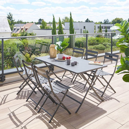 Table de jardin pliante carrée "Greensboro" pétrole 2 places en acier traité époxy - Hespéride