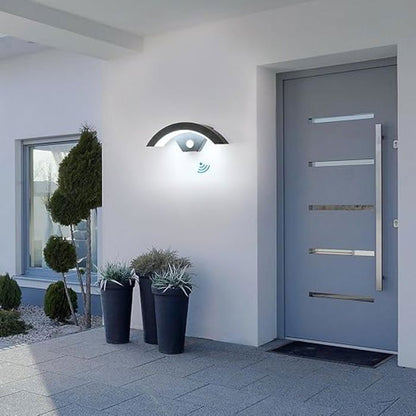 DELIPOP Applique Murale Extérieure LED 24W - Capteur Lumineux, Étanche IP65, 6500k Lumière Blanche pour Jardin（Paquet de 2）- Noir