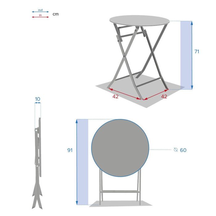 Table de jardin pliante ronde "Greensboro" vert olive 2 places en acier traité époxy - Hespéride
