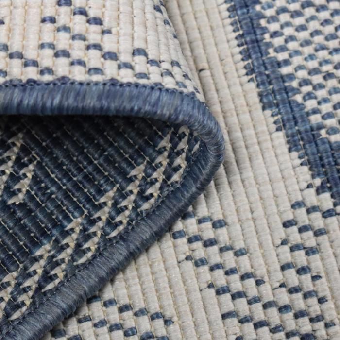 Tapis extérieur, kilim reversible 160x230 LYN2 L REVERSIBLE bleu et beige