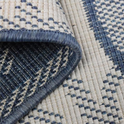 Tapis extérieur, kilim reversible 160x230 LYN2 L REVERSIBLE bleu et beige