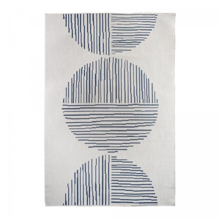 Tapis extérieur, kilim reversible 160x230 LYN2 BL REVERSIBLE bleu et crème