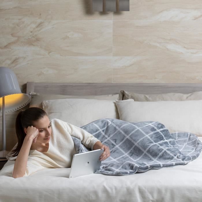 Surmatelas Chauffant - Imetec - 2 Places Adapto, 150x160 cm - 6 Températures Chauffage Rapide - 100% Coton - Température Constante