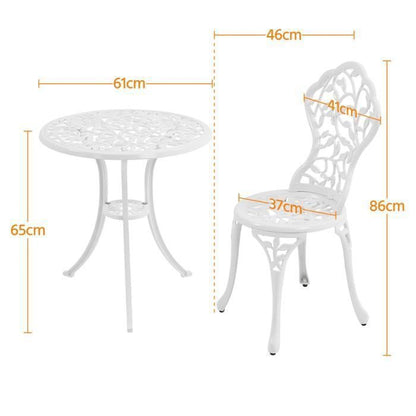 Yaheetech Ensemble de Table et Chaise Set Bistrot Design Vintage Table de Jardin et 2 Chaises Blanc