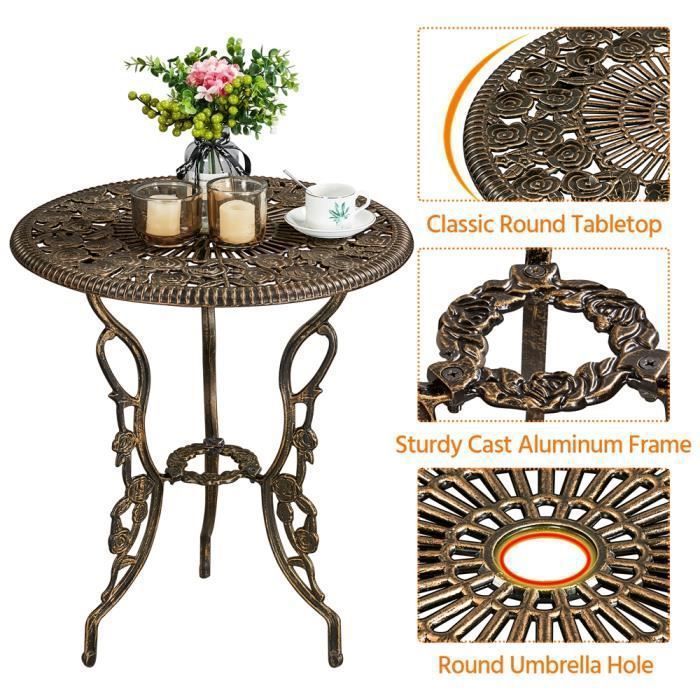Yaheetech Ensemble de Table et Chaise Salon de Jardin Balcon Kit de Bistro 2 Chaise 1 Table en Alliage Aluminium Bronze