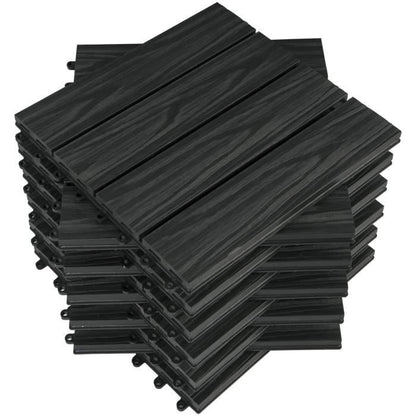 WOLTU Dalle de sol WPC 30x30cm, pour revêtement jardin extérieur fixation plug-in, Anthracite 22 pièces-2 m² GTF006an-2