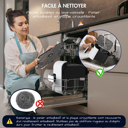 DEIME Air Fryer 6.5L+3.5L - Friteuse sans Huile 10L - Double cuve - 10 Programmes de cuisson - 2800W - Noir