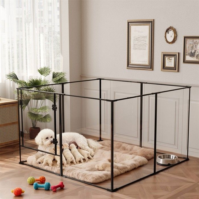 Parc pour Petits Animaux Enclos Lapin Intérieur Rongeur Chiot Cochon d'Inde - 6 Panneaux - 124x63x40cm