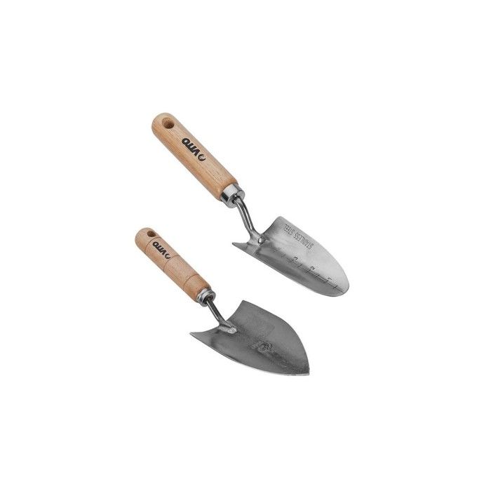 Kit 9 outils de jardin Manche bois Hêtre Inox et Fer forgés à la main  VITO