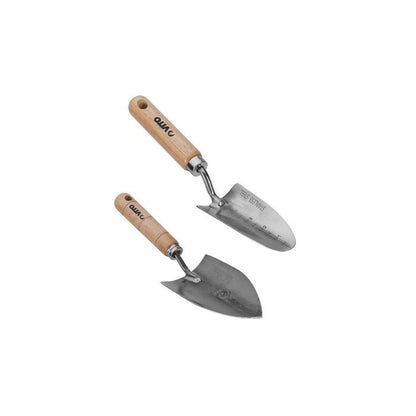 Kit 9 outils de jardin Manche bois Hêtre Inox et Fer forgés à la main  VITO