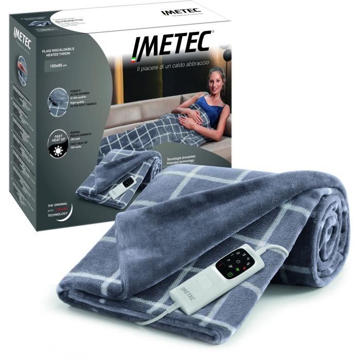 Couverture Chauffante - Imetec - Plaid chauffant 180x140 cm - 6 Températures - Technologie Anti Surchauffe Adapto - Lavable