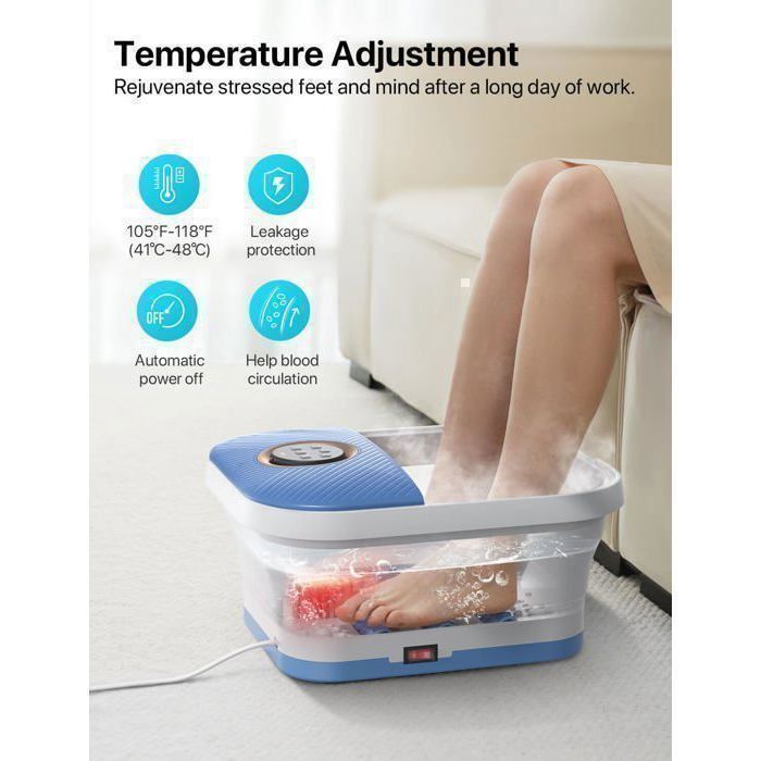 Bain de Pieds Massage pliant ALLJOY, température constante, Écran tactile, Masseur de Pieds Pliable avec Bulles