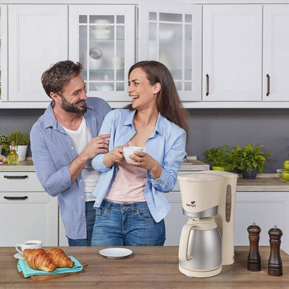 Cafetière électrique programmable SENYA 1,2L - Verseuse isotherme inox - Sélecteur d'arôme