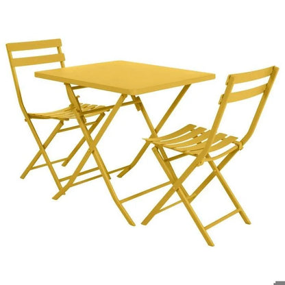 Table de jardin pliante carrée "Greensboro" pétrole 2 places en acier traité époxy - Hespéride