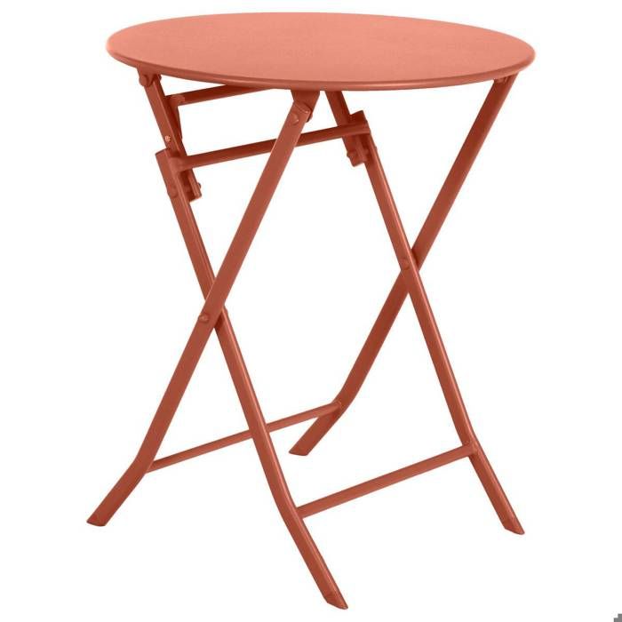 Table de jardin pliante ronde "Greensboro" vert olive 2 places en acier traité époxy - Hespéride