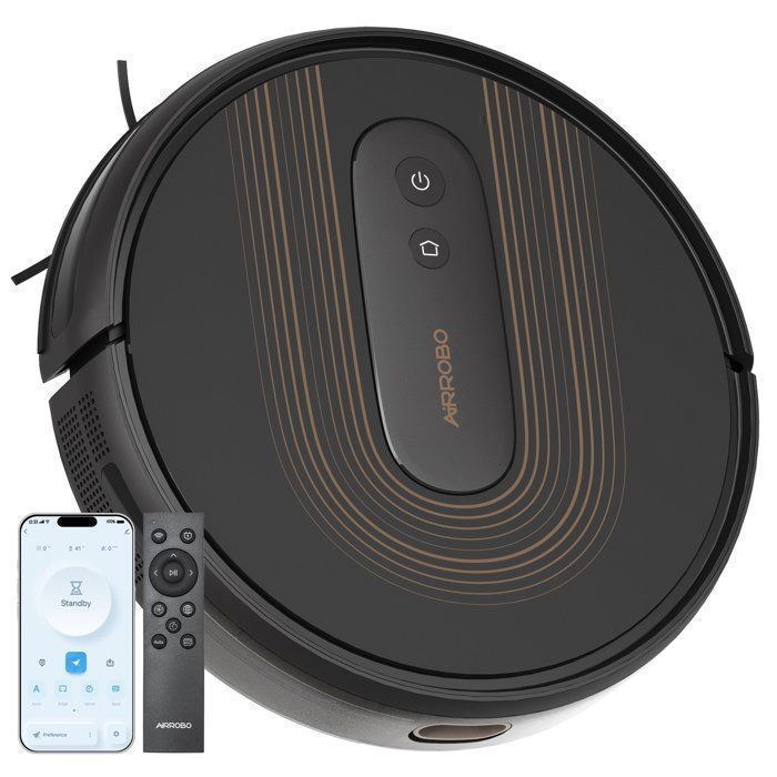 AIRROBO G50 Aspirateur Robot sans Fil 4 000 Pa, Auto-rechargeables, Idéal pour Poils d'Animaux, Sols Durs, Tapis  Poils Ras