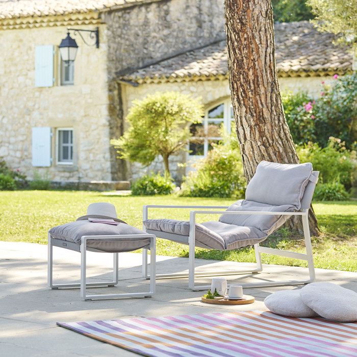 Fauteuil relax de jardin "Lambinio" blanc en aluminium en acier traité en epoxy - Hespéride