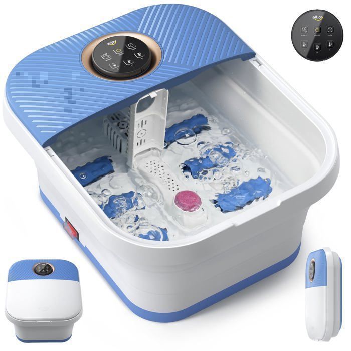 Bain de Pieds Massage pliant ALLJOY, température constante, Écran tactile, Masseur de Pieds Pliable avec Bulles