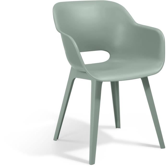 Chaises de jardin - KETER - AKOLA - Lot de 2 en résine - Gris olive - Dossier ergonomique