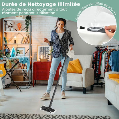 Nettoyeur Vapeur à Main 1500W Punaises de Lit COSTWAY-Réservoir 400 ml-2 Bar-14 Accessoires-125 ℃-Verrou de Sécurité Enfants-Vert