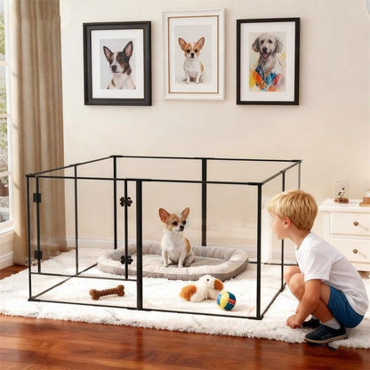 Parc pour Petits Animaux Enclos Lapin Intérieur Rongeur Chiot Cochon d'Inde - 6 Panneaux - 124x63x40cm