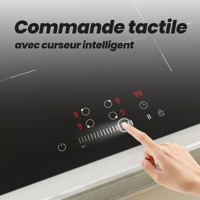 Plaque Induction FIREGAS 60 cm – 3 Foyers, 7400 W, Chauffage Rapide, Design Moderne, Haute Performance