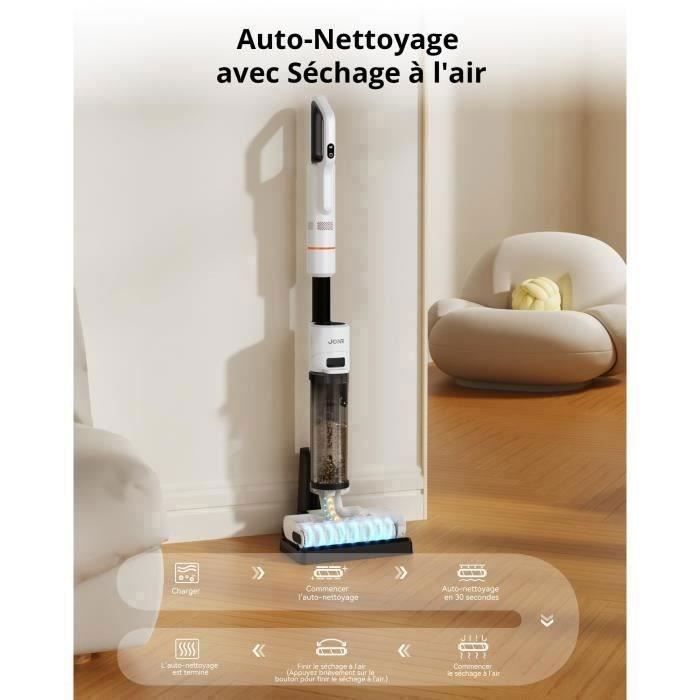 Aspirateur Laveur Sans Fil-JONR ED12 Pro,Aspirateur sans Fil 4 en 1,Autonettoyage 70°C,Séchage à air chaud 80°C,40 Mins (230 m²)