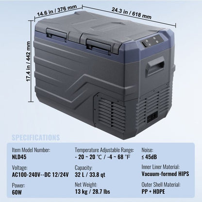 Réfrigérateur de Voiture - DUOKU - Congélateur Portable 40 L - Température -20 à 68 ℉ - Électrique - Double Zone