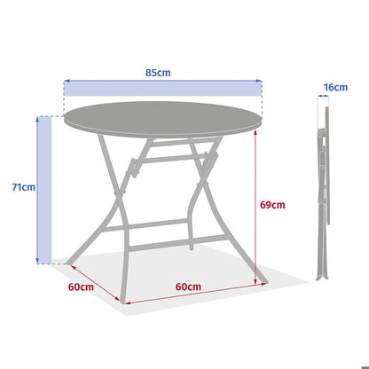 Table de jardin pliante ronde "Greensboro" vert olive 2 places en acier traité époxy - Hespéride