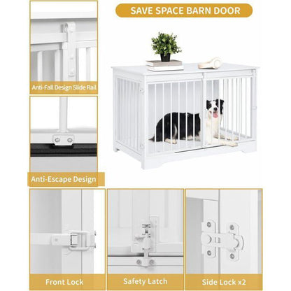 100cm Cage pour Chiens, Table d’Appoint, Niche Moderne pour Chiens, Cage pour Chiots, Maisonnette pour Animaux, 2 Portes