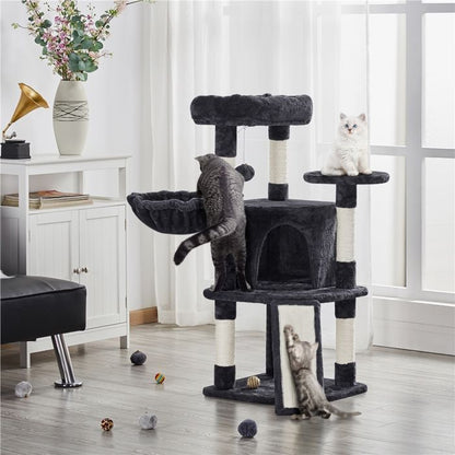 Yaheetech Arbre à Chat en Sisal Griffoir Grattoir Tour de Jeux pour Chat avec Centre d'activités Arbre a Chat Hauteur 107cm Rose
