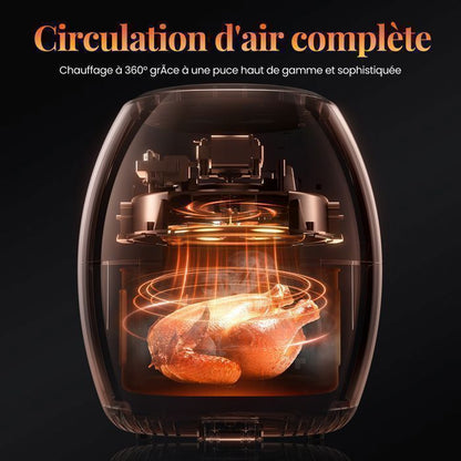 Airfryer 8L 2200W,Friteuse sans huile 2 compartiments,Fenêtre de Visualisation,10 Programmes Automatiques,Friteuse à air chaud