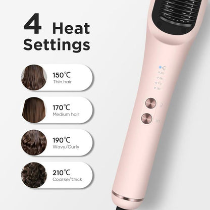 Brosse Lissante à Vapeur Pro, PARWIN PRO BEAUTY, Affichage LED, Ions & Vapeur pour Soin Double, 4 Réglages de Température – Blanc