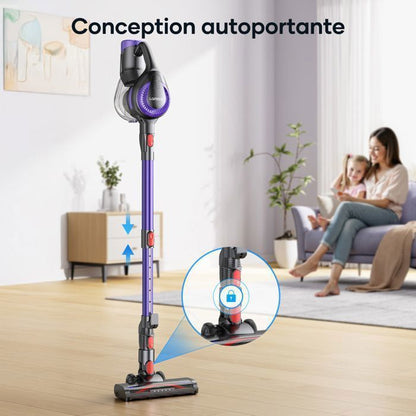 Aspirateur Balai sans Fil- Laresar V10-45Mins- 48000PA- Batterie Amovible-Technologie Yeux verts-Léger-Tapis et Poils d’Animaux