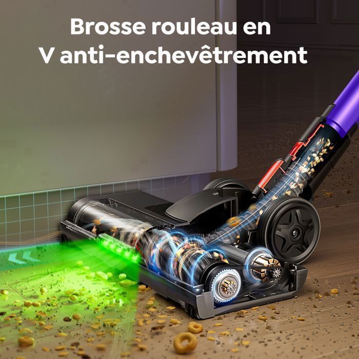 BUTURE VC100 Aspirateur Balai sans Fil - 48 kPa/500W - Filtration Efficace-Anti Emmêlement - Autonomie 55 min - Batterie Amovible