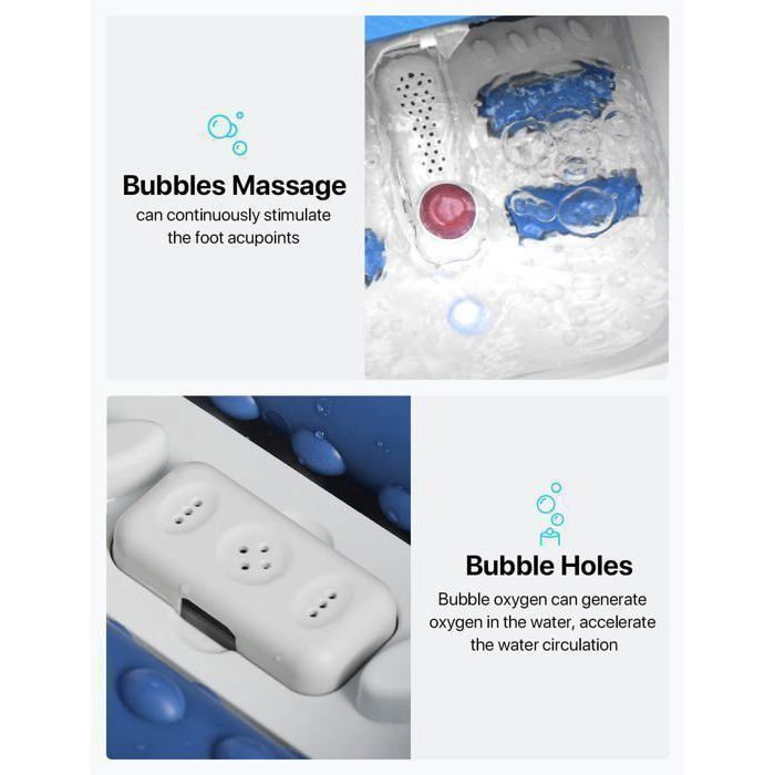 Bain de Pieds Massage pliant ALLJOY, température constante, Écran tactile, Masseur de Pieds Pliable avec Bulles