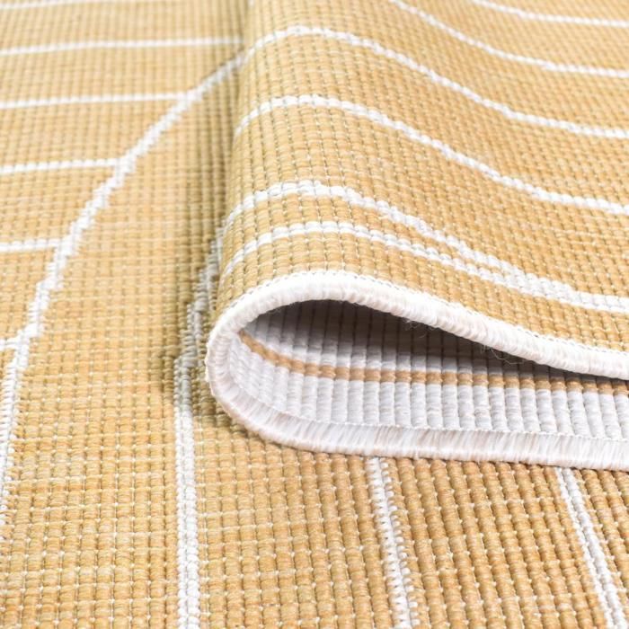 Tapis extérieur, kilim reversible 120x170 LYN2 U REVERSIBLE jaune et crème