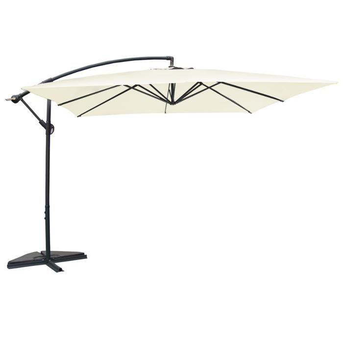 SOLENZARA - Parasol déporté carré 3x3m écru en aluminium