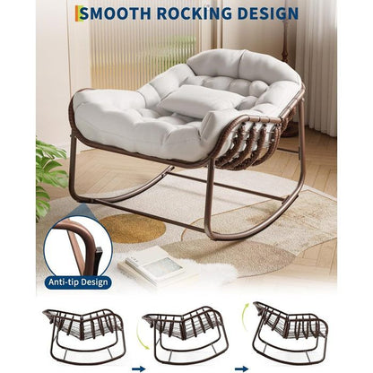 Chaise à bascule pour l'intérieur avec coussin rembourré ,Chaise à bascule en forme d'œuf pour salon, véranda, jardin, terrasse