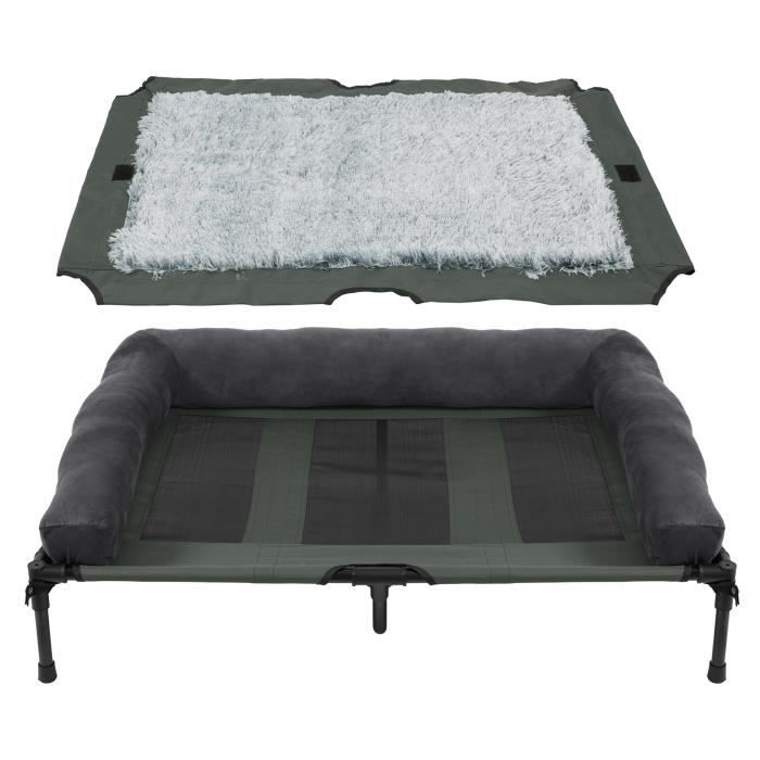 BingoPaw Lit de Camp pour Chien XXL Lit Surélevé Chien Grande Taille Transat Chien Extérieur 130 x 90 x 18cm