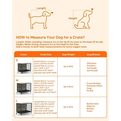 Cage pour Chien 42 “, Double Porte de Sécurité, Séparateur Amovible, Plateau Inclus, Cage Pliable, Voyage avec Chien, Noir