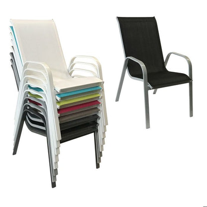Lot de 4 chaises MARBELLA en textilène gris - aluminium gris anthracite