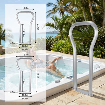 Rampe De Piscine 42.1x19.7in Aluminium Antidérapant, Barre Murale avec Embases, 100kg, Pour Piscine, Spa, Quai, Kit complet inclus