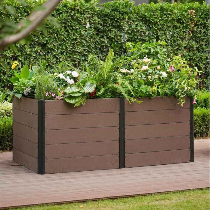 Garvee BAC A FLEUR ,Potager sur Pieds Surélevé avec Bâche en Filet,  Jardinière Surélevée en Métal avec Serre, Beige ,180x90x30cm