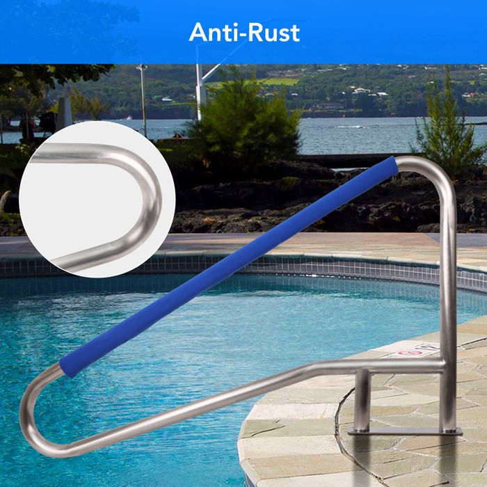 Rampe De Piscine 42.1x19.7in Aluminium Antidérapant, Barre Murale avec Embases, 100kg, Pour Piscine, Spa, Quai, Kit complet inclus