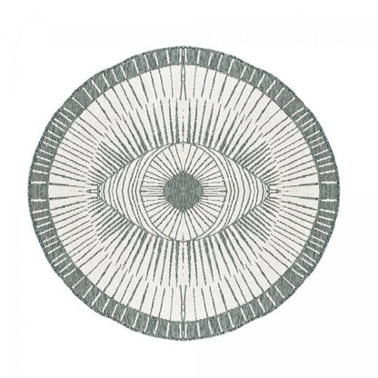 Tapis rond d'extérieur, kilim reversible Ø120cm LYN2 B ROND REVERSIBLE orange et crème