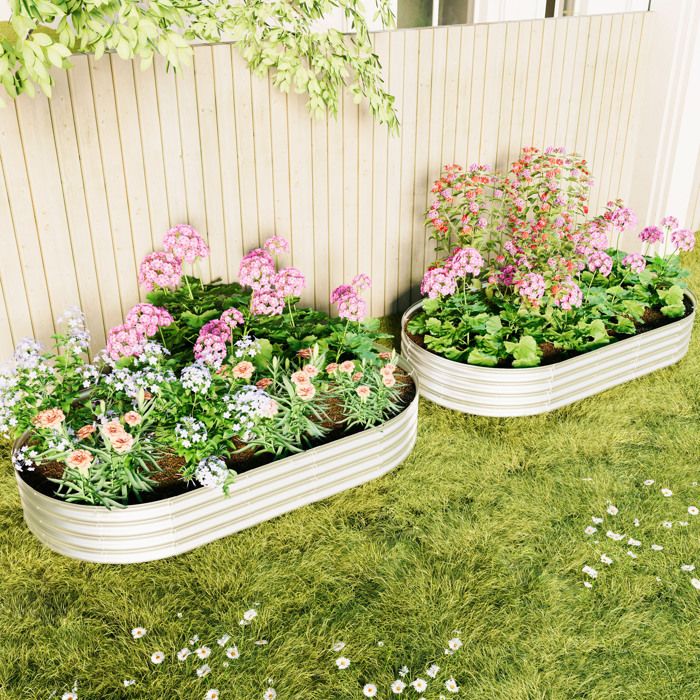 Lot de 2 Jardinière surélevée d'extérieur - BELLEMAVE - Bac de jardin métal galvanisé - Robuste - Antirouille- 243,84x121,92x30,48cm